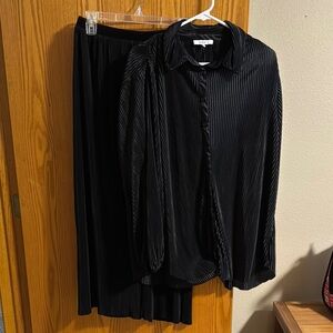 Elegant Black Pleated Shirt and Pant Set